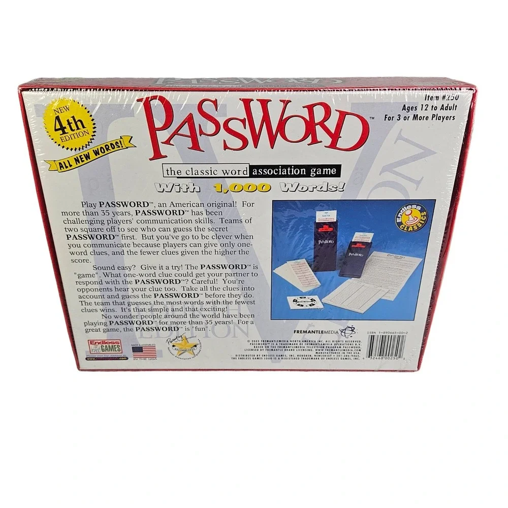 Password‎ Word Association Family Game Night 2003 4th Edition 12 and Up Sealed